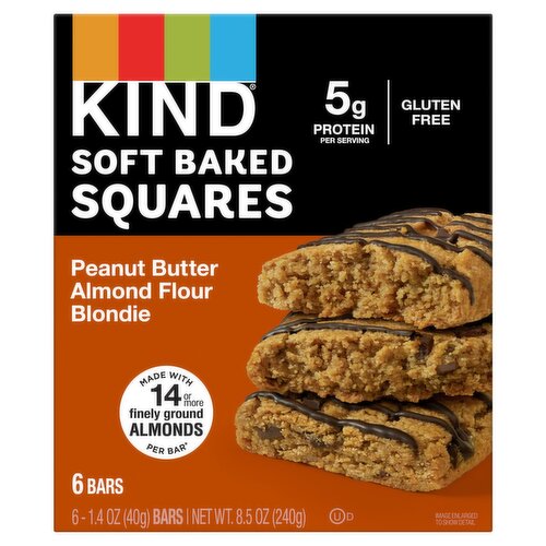 Kind Peanut Butter Almond Flour Blondie Soft Baked Squares Bars, 1.4 oz, 6 count