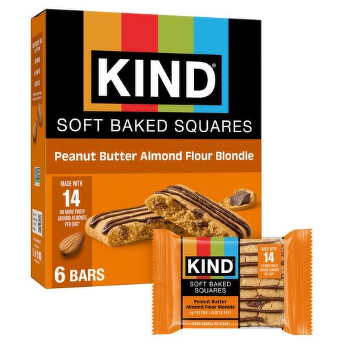 Kind Peanut Butter Almond Flour Blondie Soft Baked Squares Bars, 1.4 oz, 6 count
