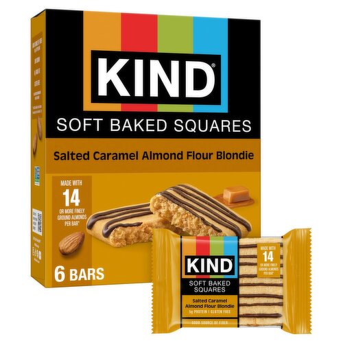 Kind Salted Caramel Almond Flour Blondie Soft Baked Squares Bars, 1.4 oz, 6 count