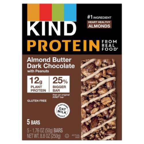 Kind Almond Butter Dark Chocolate with Peanuts Protein Bars, 1.76 oz, 5 count