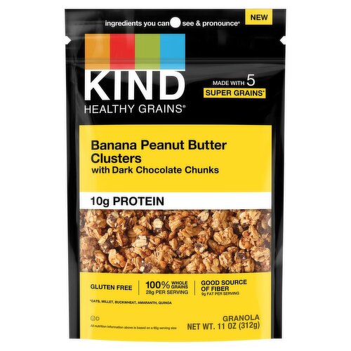 Kind Healthy Grains Banana Peanut Butter Clusters with Dark Chocolate Chunks Granola, 11 oz