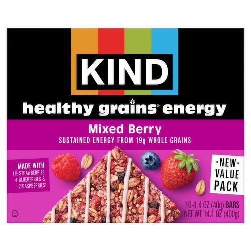 Kind Healthy Grains Mixed Berry Energy Bars, 1.4 oz, 10 count
