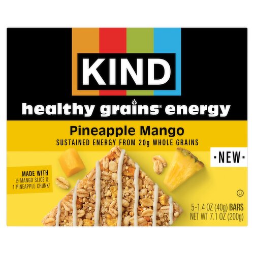 Kind Healthy Grains Pineapple Mango Energy Bars, 1.4 oz, 5 count