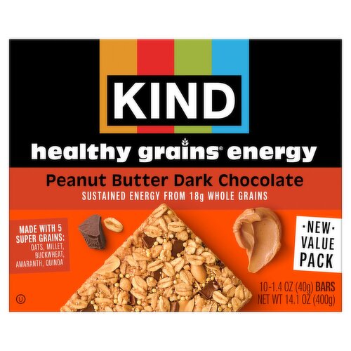 Kind Healthy Grains Peanut Butter Dark Chocolate Energy Bars Value Pack, 1.4 oz, 10 count