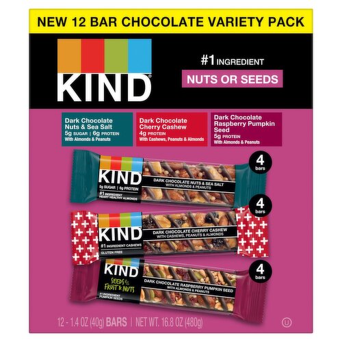Kind Chocolate Bar Variety Pack, 1.4 oz, 12 count