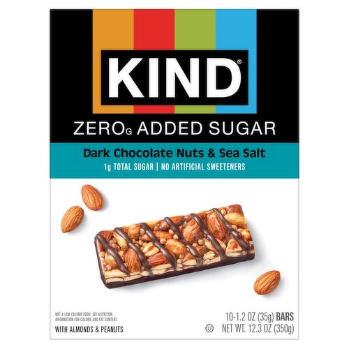 Kind Dark Chocolate Nuts & Sea Salt with Almonds & Peanuts Bars, 1.2 oz, 10 count