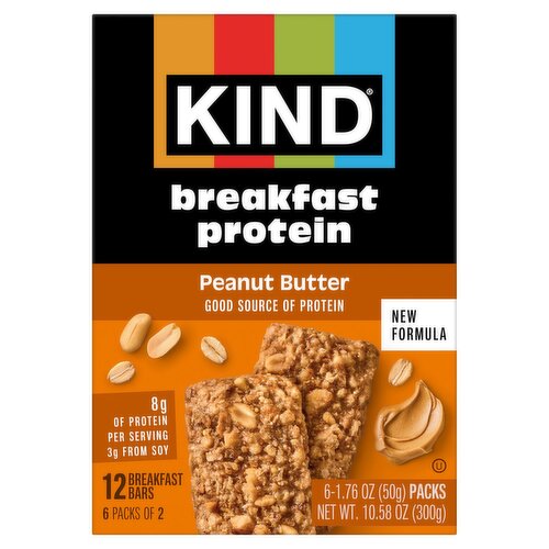 Kind Peanut Butter Protein Breakfast Bars, 1.76 oz, 6 count