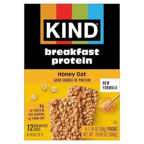 Kind Breakfast Protein Honey Oat Breakfast Bars, 1.76 oz, 6 count