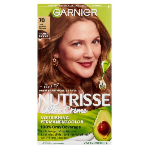 Garnier Nutrisse Ultra Crème 70 Dark Natural Blonde Nourishing Permanent Color, 1 application