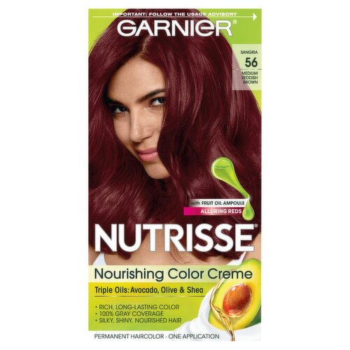 Garnier Nutrisse Sangria 56 Medium Reddish Brown Permanent Haircolor, one application