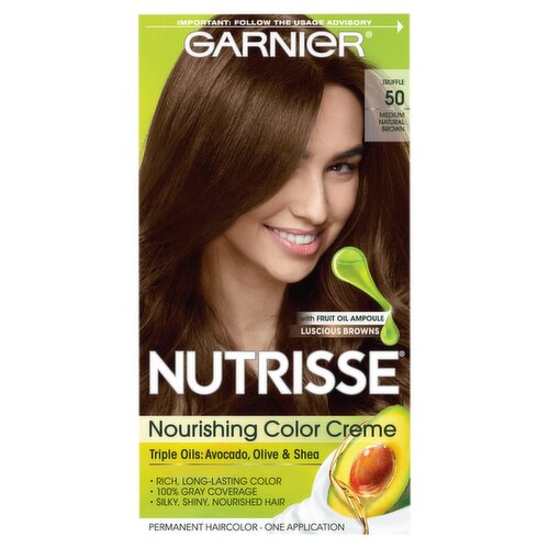 Garnier Nutrisse Truffle 50 Medium Natural Brown Permanent Haircolor, one application