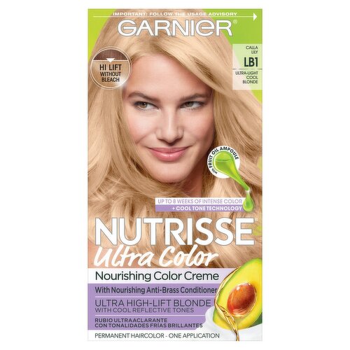 Garnier Nutrisse Ultra Color Calla Lily LB1 Permanent Haircolor, one application