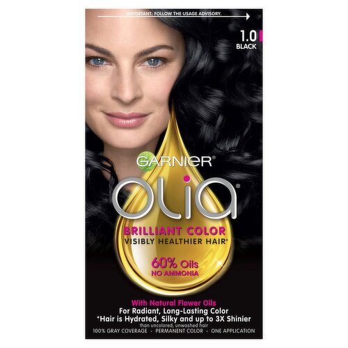 Garnier Olia 1.0 Black Permanent Haircolor, one application