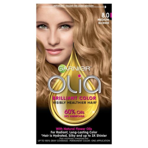 Garnier Olia 8.0 Medium Blonde Permanent Haircolor, one application