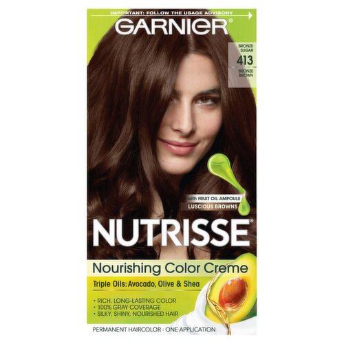 Garnier Nutrisse Bronze Sugar 413 Bronze Brown Permanent Haircolor, one application