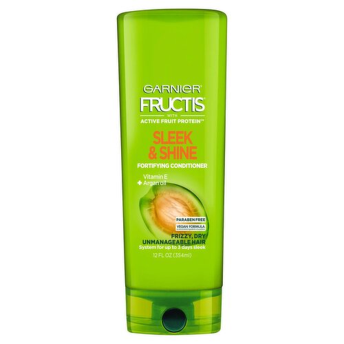 Garnier Fructis Sleek & Shine Fortifying Conditioner for Frizzy, Dry Hair, 12 fl. oz.