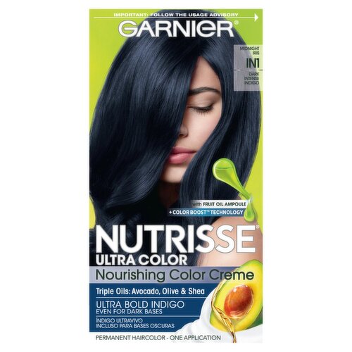 Garnier Nutrisse Ultra Color Midnight Iris IN1 Permanent Haircolor, one application