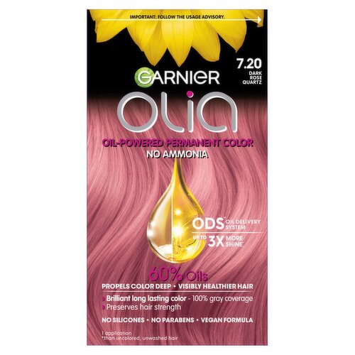 Garnier Olia 7.20 Dark Rose Quartz Oil-Powered Permanent Haircolor, 1 application