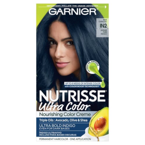 Garnier Nutrisse Ultra Color Blue Curaçao IN2 Permanent Haircolor, one application