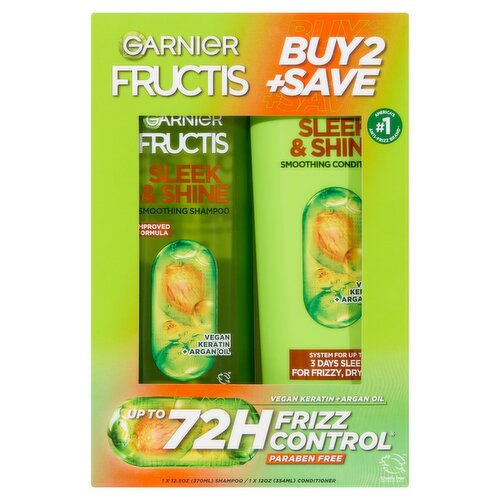 Garnier Fructis Sleek & Shine Shampoo and Conditioner, 2 Count