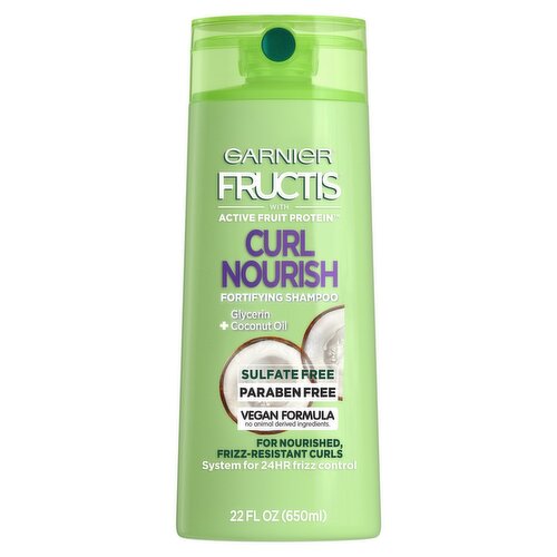 Garnier Fructis Curl Nourish Sulfate-Free Shampoo Infused with Coconut Oil and Glycerin, 22 fl. oz.