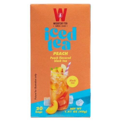 Wissotzky Tea Iced Peach Flavored Black Tea, 20 count, 1.41 oz