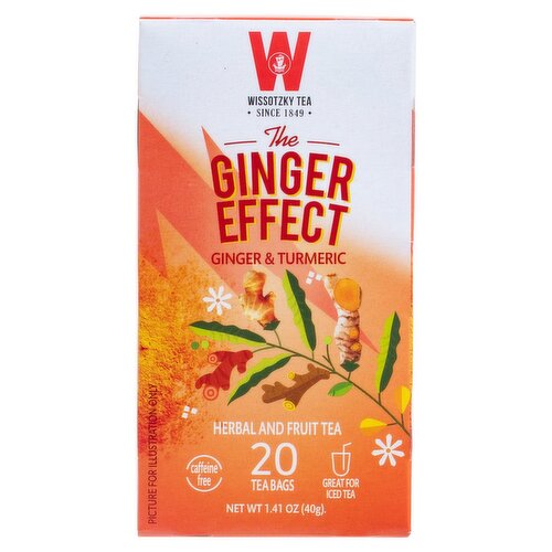 Wissotzky Tea Ginger & Turmeric Herbal and Fruit Tea, 20 count, 1.41 oz