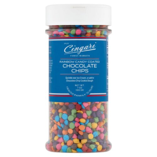 Cingari Family Markets Rainbow Candy Coated Chocolate Chips, 7 oz