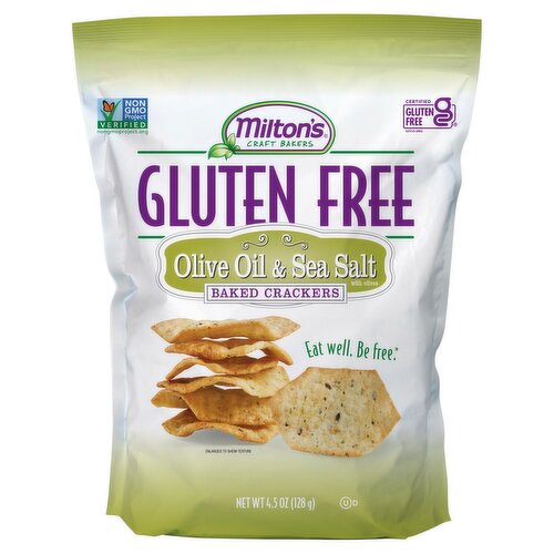 Milton's Craft Bakers Gluten Free Olive Oil & Sea Salt with Olives Baked Crackers, 4.5 oz