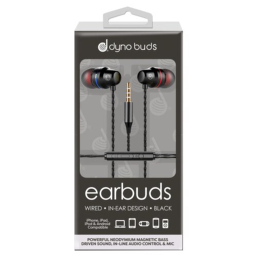 Dyno Buds Black Wired In-Ear Design Earbuds