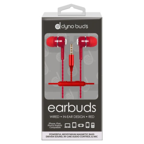 Dyno Buds Red Wired In-Ear Design Earbuds