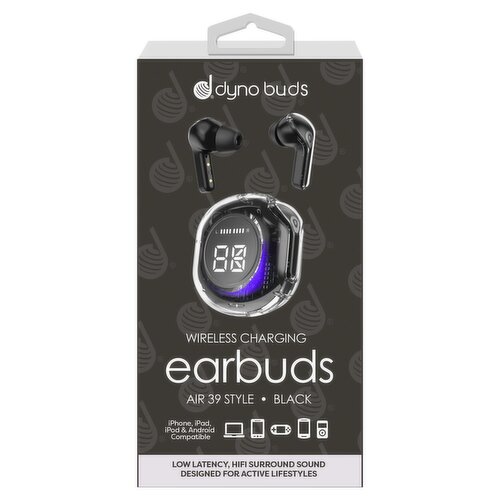 Dyno Buds Air 39 Style Black Wireless Charging Earbuds