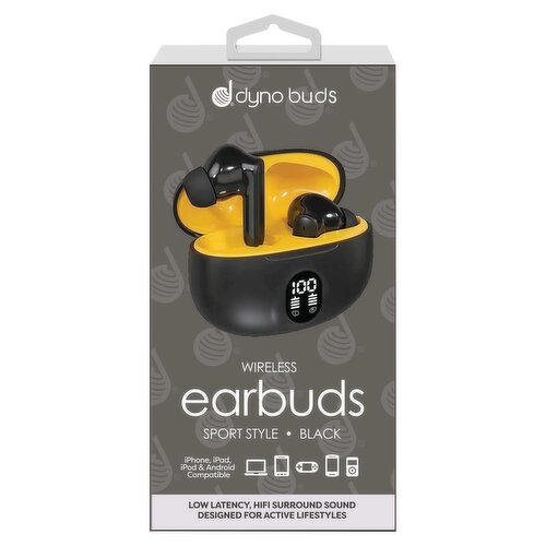 Dyno Buds Sport Style Black Wireless Earbuds