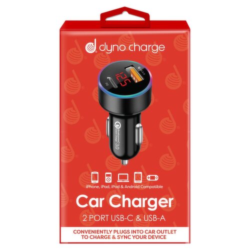 Dyno Charge 2 Port USB-C & USB-A Car Charger