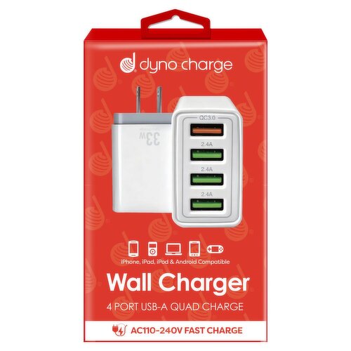 Dyno Charge 4 Port USB-A Quad Charge Wall Charger