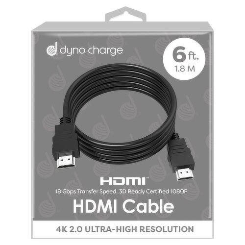 Dyno Charge 6 ft. 4K 2.0 Ultra-High Resolution HDMI Cable