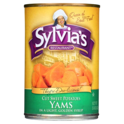 Sylvia's Restaurant Cut Sweet Potatoes Yams in a Light, Golden Syrup, 15 oz