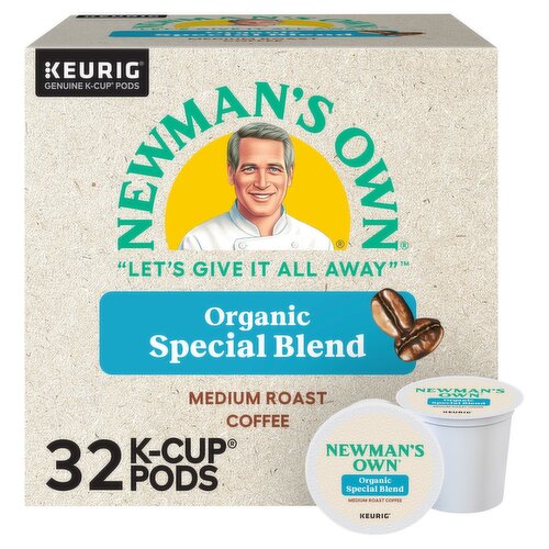 Newman's Own Organic Special Blend Medium Roast Coffee K-Cup Pods Value Pack, 32 count, 12.8 oz