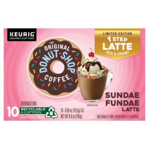 The Original Donut Shop Sundae Fundae Latte Beverage Mix Coffee K-Cup Pods, 0.68 oz, 10 count