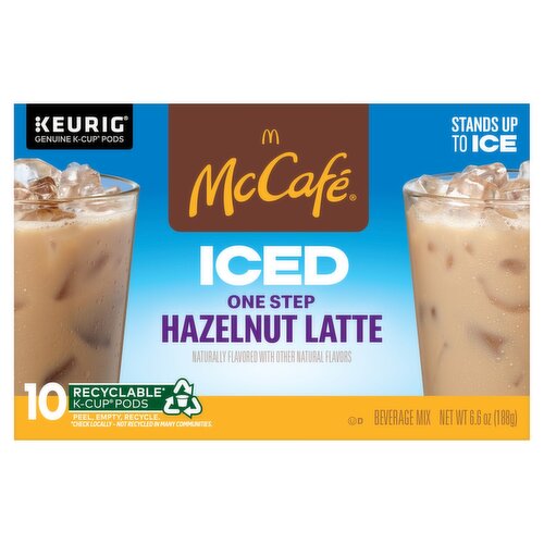 McCafé ICED One Step Hazelnut Latte, Keurig Single Serve K-Cup Pods, 10 Count