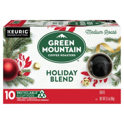 Green Mountain Coffee Roasters Holiday Blend Medium Roast Coffee K-Cup Pods, 10 count, 3.3 oz