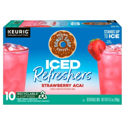 The Original Donut Shop Iced Refreshers Strawberry Acai Beverage Mix K-Cup Pods, 10 count, 6.3 oz