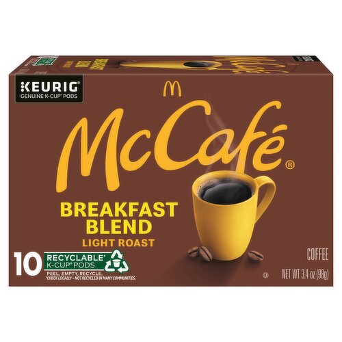 McCafé Breakfast Blend Light Roast Coffee K-Cup Pods, 10 count, 3.4 oz