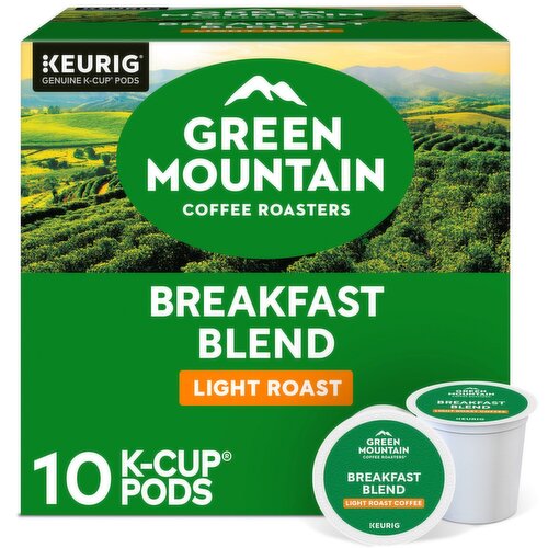 Green Mountain Coffee Roasters Breakfast Blend Light Roast Coffee K-Cup Pods, 10 count, 3.1 oz