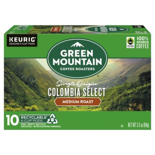 Green Mountain Coffee Roasters Colombia Select Medium Roast Coffee K-Cup Pods, 10 count, 3.3 oz