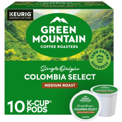 Green Mountain Coffee Roasters Colombia Select Medium Roast Coffee K-Cup Pods, 10 count, 3.3 oz