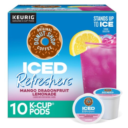 The Original Donut Shop Iced Refreshers Mango Dragonfruit Lemonade K-Cup Pods, 10 count, 6.3 oz