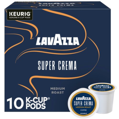 Lavazza Super Crema Medium Roast Ground Coffee K-Cup Pods, 0.41 oz, 10 count