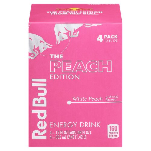 Red Bull Peach Edition Energy Drink, White Peach, 12 fl oz, 4 count