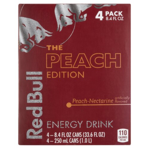 Red Bull Peach-Nectarine Energy Drink, 8.4 fl oz, 4 count